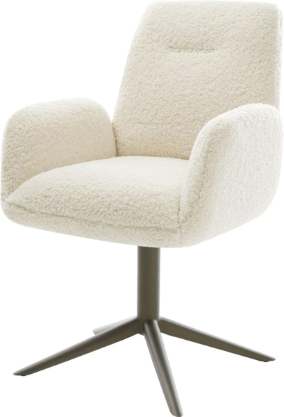 Drehstuhl Zoa-Flex Teddystoff Beige Fußkreuz Effektfinish Titan 360° drehbar Wippfunktion Taschenfederkern