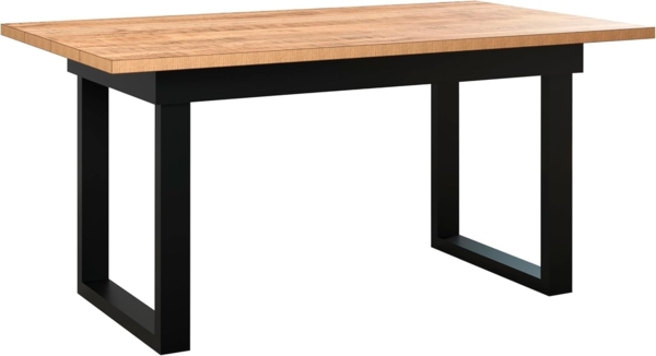 trendteam smart living - Enna - Esstisch - Mango/Schwarz - Esszimmertisch mit 3,2 cm starker Platte und Metallfüßen - (BxHxT) 160 × 76 × 90 cm - Industrial Style