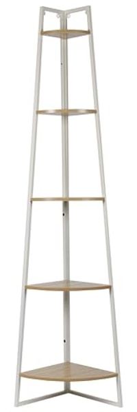 HOME DECO FACTORY - HD0077 Eckregal mit 5 Ebenen, Holz und Metall, Weiß