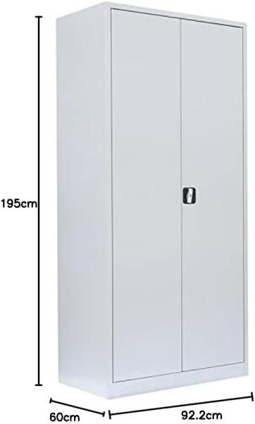 Stahl-Aktenschrank Metallschrank abschließbar Büroschrank Stahlschrank 195 x 92,5 x 60 cm Lichtgrau 530360