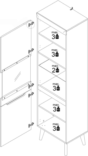 Lomadox Vitrine STOCKTON-61 grün mit Eiche Nb, Beleuchtung, B/H/T ca. 53/197/40cm Bild 7