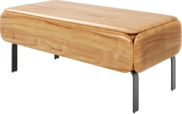 Couchtisch Shavani 100x50 cm Akazie Natur 1 Schublade L-Fuß Metall Schwarz