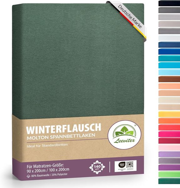 leevitex® Spannbettlaken für kalte Nächte – angenehm weich, passgenau, farbstark & pflegeleicht, Gummizug: Rundum