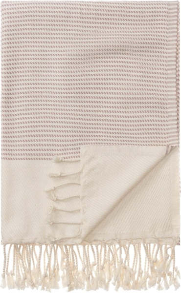 Urbanara Hamamtuch Strandtuch Bolu - Blasses Rosa & Naturweiß, (1-St), Saunatuch mit Rautenmuster, 50% Baumwolle & 50% Bambus
