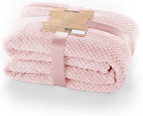 DecoKing Kuscheldecke 220x240 cm rosa Decke Microfaser Wohndecke Tagesdecke Fleece weich sanft kuschelig skandinavischer Stil pink Puder Henry