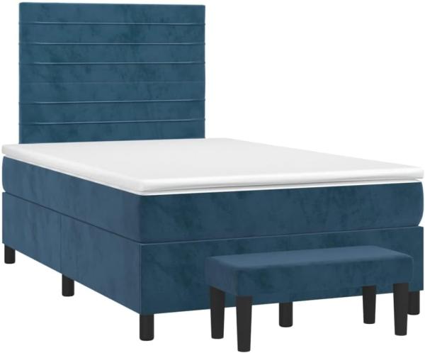 vidaXL Boxspringbett mit Matratze Dunkelblau 120x200 cm Samt 3137897