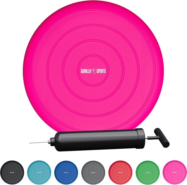 GORILLA SPORTS Balancekissen Ballsitzkissen, inkl. Pumpe, ohne Noppen, Luftkissen, Balance Pad