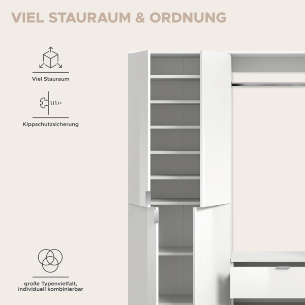 Garderobenset Projekt X VI - Weiß / Weiß Hochglanz Bild 9