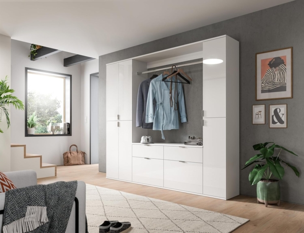 Garderobenset Projekt X VI - Weiß / Weiß Hochglanz Bild 2