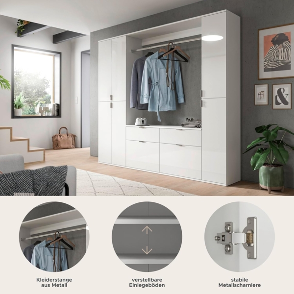 Garderobenset Projekt X VI - Weiß / Weiß Hochglanz Bild 6