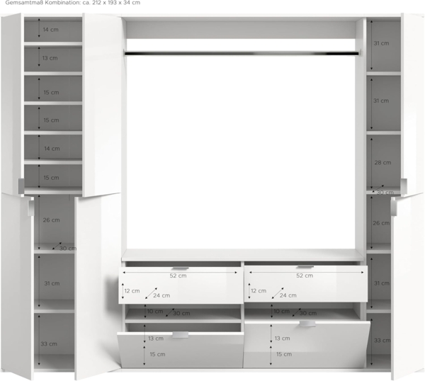 Garderobenset Projekt X VI - Weiß / Weiß Hochglanz Bild 5