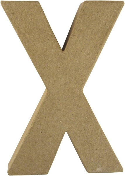 Pappmaché Buchstabe X FSC Recycled100%, 15x10,5x3cm