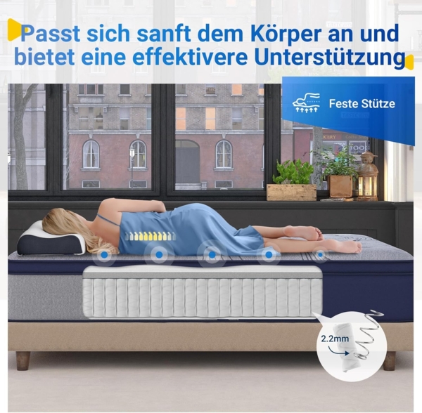 Avenco Federkernmatratzen, Memory Foam, Grau 180x200 cm H3 Bild 4