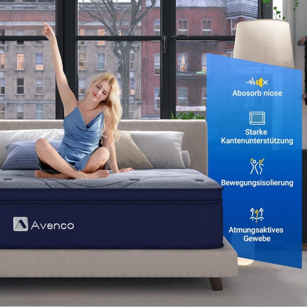 Avenco Federkernmatratzen, Memory Foam, Grau 180x200 cm H3 Bild 6