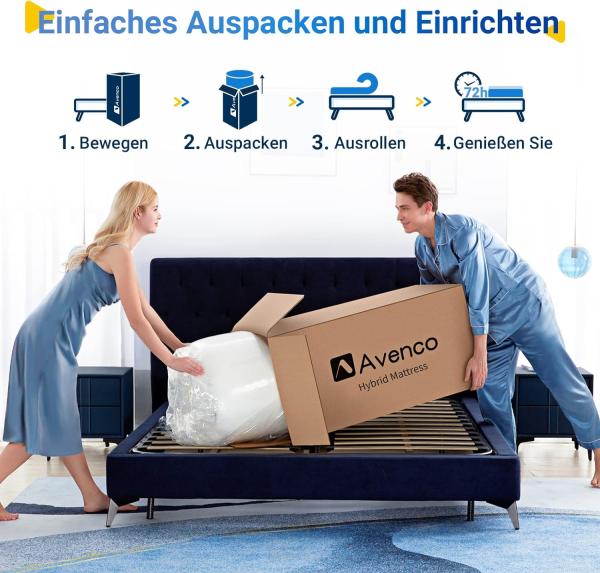 Avenco Federkernmatratzen, Memory Foam, Grau 180x200 cm H3 Bild 7