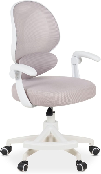 IDIMEX Drehstuhl ISLA, Schreibtischstuhl mit Fußstütze ergonomisch höhenverstellbar Grau