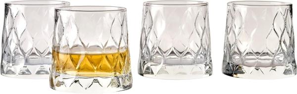 Pasabahce 4er-Set Leafy Old Fashioned Special Design Premium Whiskyglas mit schwerem Boden, 300 ml