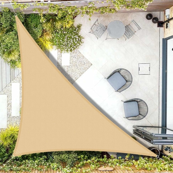 AXT SHADE Sonnensegel Wasserdicht Dreieck Rechtwinklig 3 x 3 x 4,25 m Wetterschutz Sonnenschutz PES Polyester mit UV Schutz für Terrasse Balkon Garten-Sand(Wir Machen Sondergrößen) Bild 1