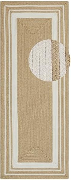 NORTHRUGS Trenzado In- & Outdoor Teppich Wetterfest – Pflegeleicht Handmade-Look für Innen und Außen Gewebter Outdoorteppich Läufer für Balkon, Terrasse, Wohnzimmer, Garten – Creme Beige, 80x200