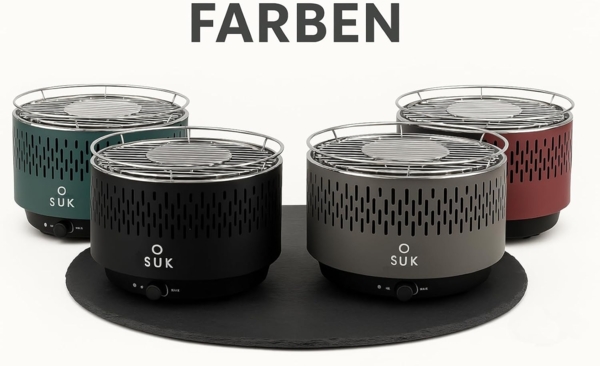 SOUK ONE Tischgrill mit Aktivbelüftung, Holzkohlegrill Grill mit Lüfter, Campinggrill BBQ Outdoor (Grau) Bild 8