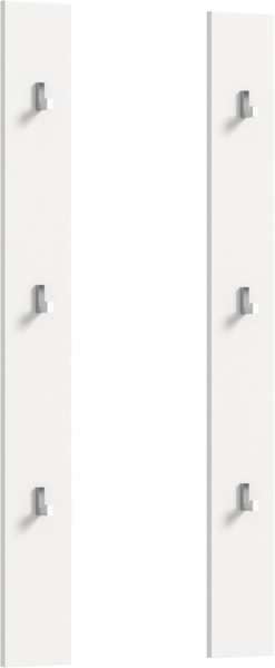 Paneel 2er Set Weiß Hochglanz, 6 Haken, 13x115x3 cm, FSC-zertifiziert