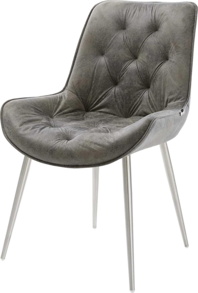 Stuhl Taimi-Flex 4-Fuß konisch Edelstahl Vintage Grau