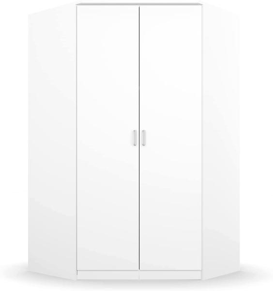 Rauch Möbel Bremen Eckschrank Kleiderschrank Schrank in Weiß 2-türig inklusive Zubehörpaket Basic 1 Kleiderstange, 9 Einlegeböden BxHxT 117x199x117 cm