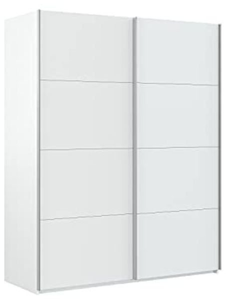 Dmora - Kleiderschrank 2 Türen Ponce, Schlafzimmerschrank, Schrank mit Kleiderstange und 2 Regalen, 150x60h200 cm, glänzendes Weiß