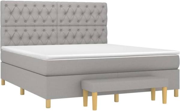 vidaXL Boxspringbett mit Matratze Hellgrau 160x200 cm Stoff, Härtegrad: H2 [3137405]