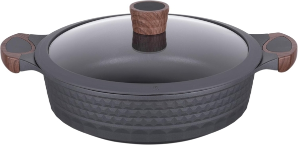 RESTO Kitchenware Kochtopf Capella, Schmortopf antihaftbeschichtet und spülmaschinenfest, Aluminiumguss (2-tlg), mit Glasdeckel und stoßdämpfendem Silikonrand, im Geschenkkarton