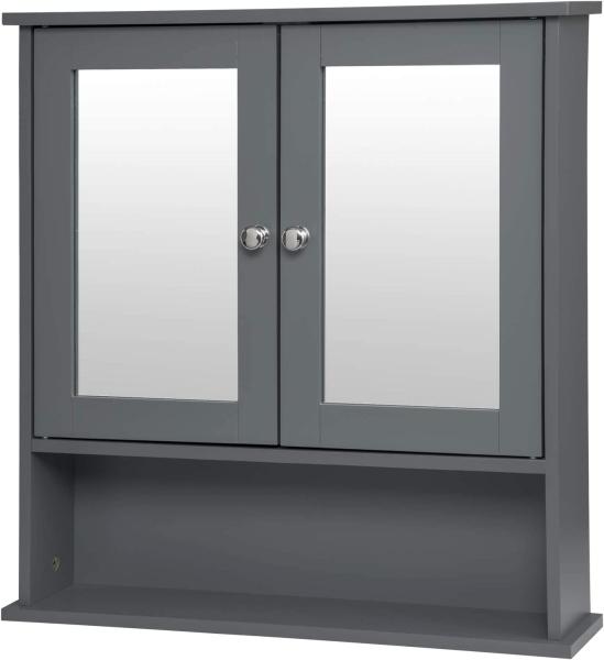 eSituro SBP0059 Spiegelschrank Badspiegel Hängeschrank mit Türen Wandschrank Badschrank Grau BHT ca: 56x58,3x13cm