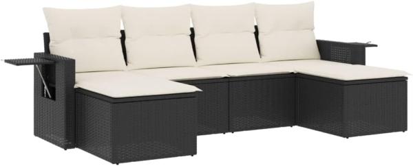 vidaXL 6-tlg. Garten-Sofagarnitur mit Kissen Schwarz Poly Rattan 3252853