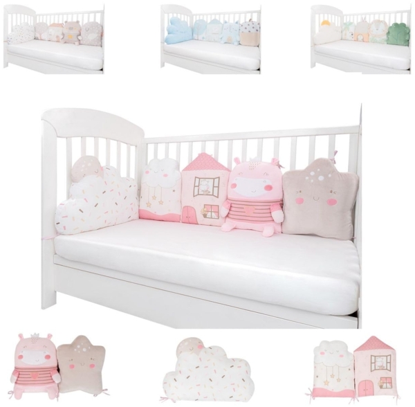 Kikkaboo Babykissen-Set 5-tlg. Plüsch Jersey Einzelkissen Maße 35 x 30 x 7 cm rosa pink