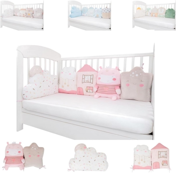 Kikkaboo Babykissen-Set 5-tlg. Plüsch Jersey Einzelkissen Maße 35 x 30 x 7 cm rosa pink