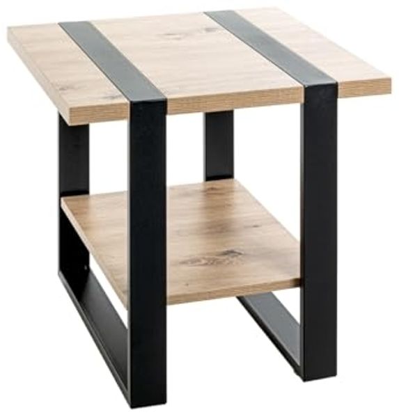 Beistelltisch >47477< in eiche, schwarz - 45x45x45cm (BxHxT)