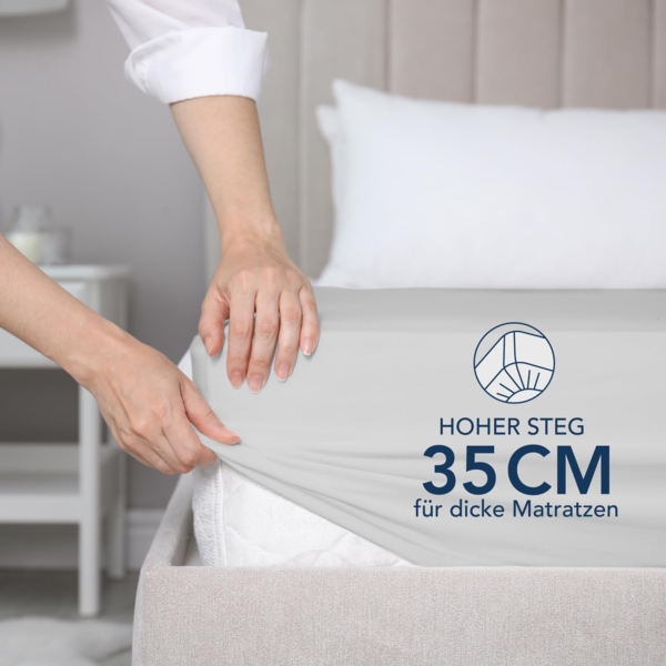 Dreamzie Spannbettlaken 90x190 cm - 35 cm Tiefe Tasche - 100% Mikrofaser Bettlaken - Grau, Schadstoffgeprüft(Oeko TEX), Bettlaken mit Gummizug Bild 2