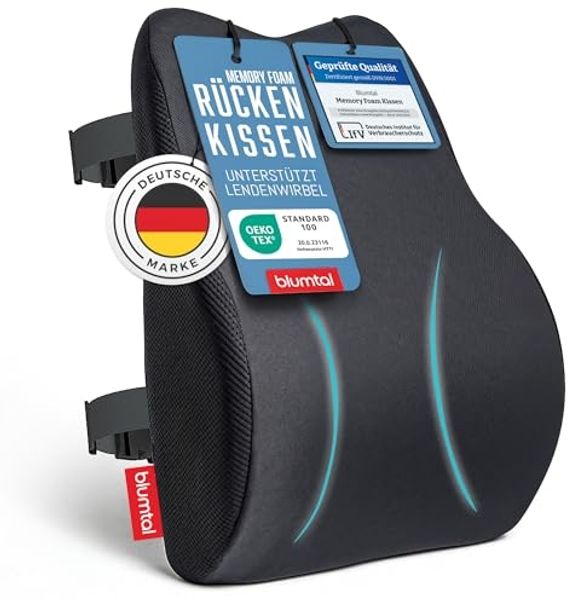 Blumtal Rückenkissen Rückenkissen aus Memory Foam + stützendes Lendenwirbelkissen, OEKO-TEX zertifiziertem Bezug - Rückenstützkissen