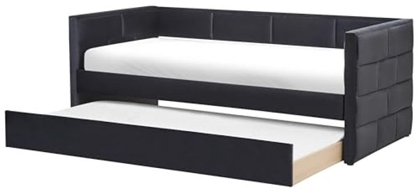 Ausziehbett Samtstoff CHAVONNE II 90 x 200 cm Schwarz