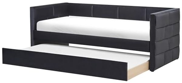 Ausziehbett Samtstoff CHAVONNE 90 x 200 cm Schwarz