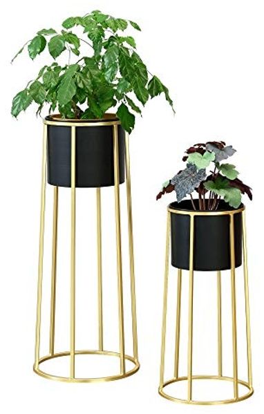 Blumentopf Ständer Macon 2-tlg. Schwarz-Goldfarben en. casa