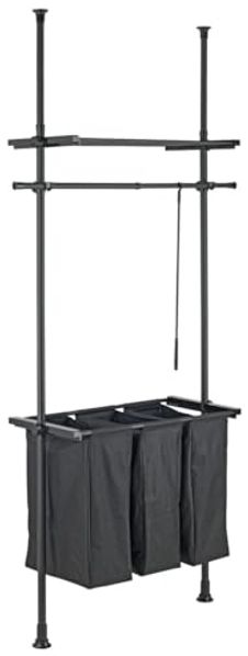 WENKO Wäschesortierer Herkules (Teleskopsystem), Befestigung ohne Bohren, einfaches Einklemmen, 3 Wäschefächer