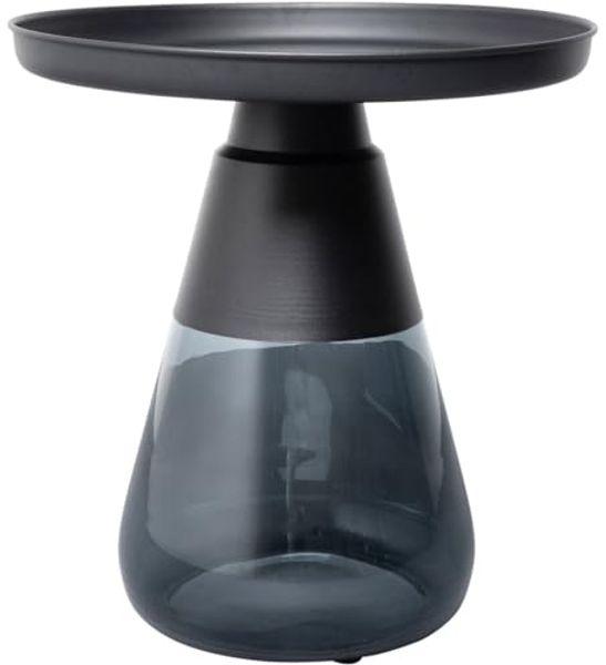 Kare Design Beistelltisch Bottiglia Smoke, Schwarz, 50cm Durchmesser, Luxuriöses Modernes Design, Rund, Leicht, Couchtisch, Wohnzimmertisch, Tischplatte Stahl, Gefärbtes Glas, 52 x 50 x 50 cm (H/B/T) Bild 4