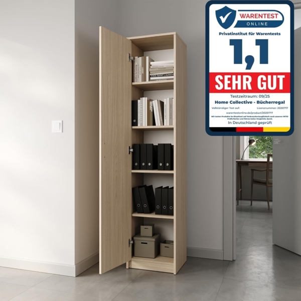 Schrank Mehrzweckschrank Sonoma 40cm Breite 180cm Höhe mit Vier Einlegeböden schmaler Aktenschrank Organizer Kleiderschrank aus MDF Holz Bild 3