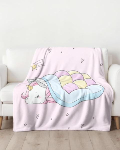 Wohndecke Einhorn Fleece-Decke 150x200 cm, Geschenk, kuschelige Unicorn Decke, MTOnlinehandel, Sofadecke, Überwurf für Einhorn Fans, passend zur Bettwäsche