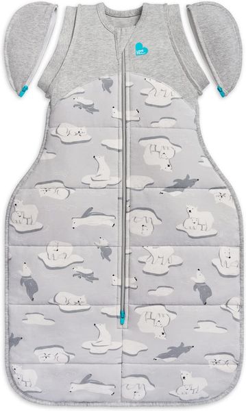 Love To Dream Übergang Pucksack, Baby Schlafsack, Large (8,5-11kg), ideal für kalte Raum Temperaturen (< 16°C), Arme hoch, einfaches Windelwechseln, abzippbare Flügel, Grau, Von Hebammen empfohlen