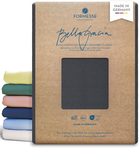 Formesse Jersey Spannbetttuch Bella Gracia|200x220 - 200x240 cm| anthrazit