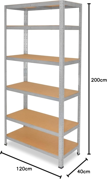 shelfplaza HOME 200x120x40 cm Schwerlastregal in grau-verzinkt mit 6 Böden und 145 kg Traglast pro Boden Bild 2