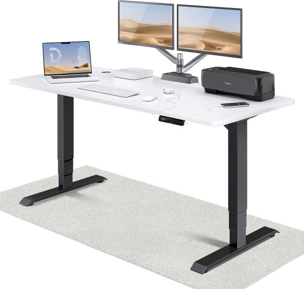 Höhenverstellbarer Schreibtisch - Höhenverstellbar Elektrisch mit Flüsterleisem Dual-Motor & Touchscreen - Hohe Tragfähigkeit - Stehtisch von Desktronic, Schwarz + Weiß, 180 x 80 cm