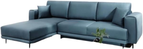 Designer Sofa Diana mit Schlaffunktion und Stauraum Hellblau Links