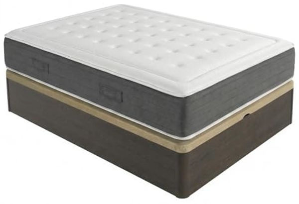 DUÉRMETE ONLINE - Packung viskoelastische Matratze Bio Nature Dicke 24 cm + Klappbett aus Holz, große Kapazität | Farbe Wengue 150x190